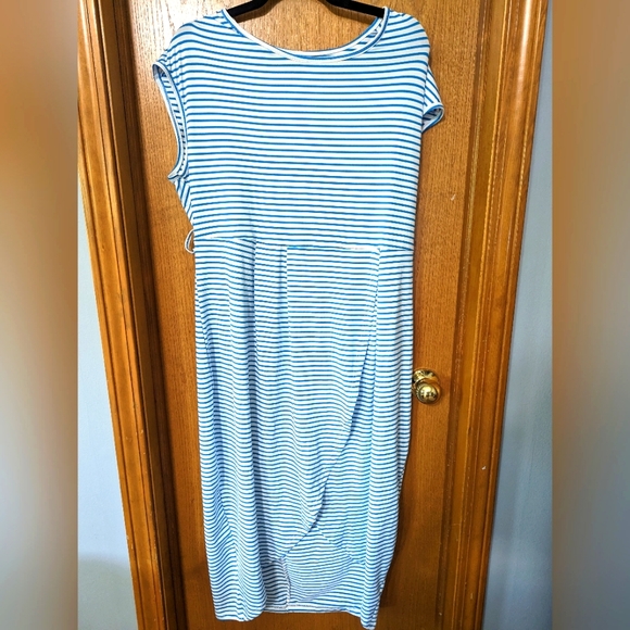 Shein Blue Striped Tulip Hem Dress - Picture 1 of 1